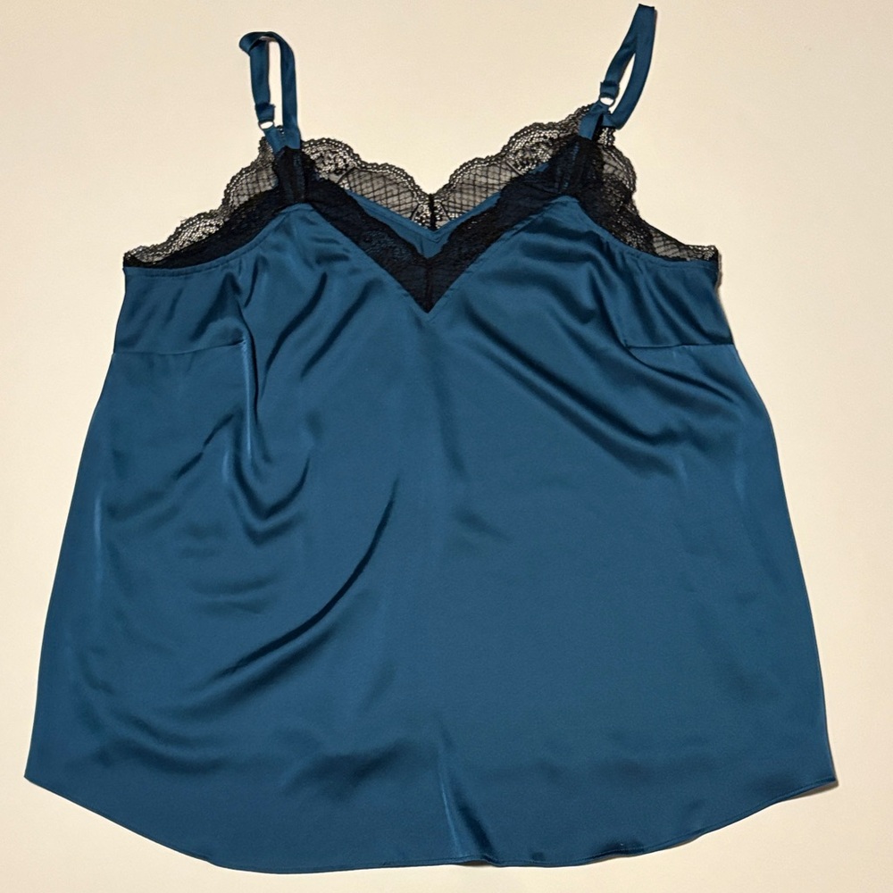 Torrid Teal Satin Camisole with Black Lace